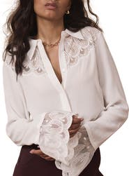 MINT VELVET Embroidered Lace Trim Blouse