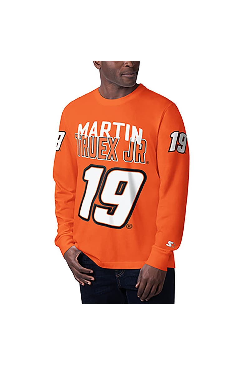 Men's Starter Orange Martin Truex Jr Clutch Hit Graphic Long Sleeve T-Shirt, Alternate, color, Orange