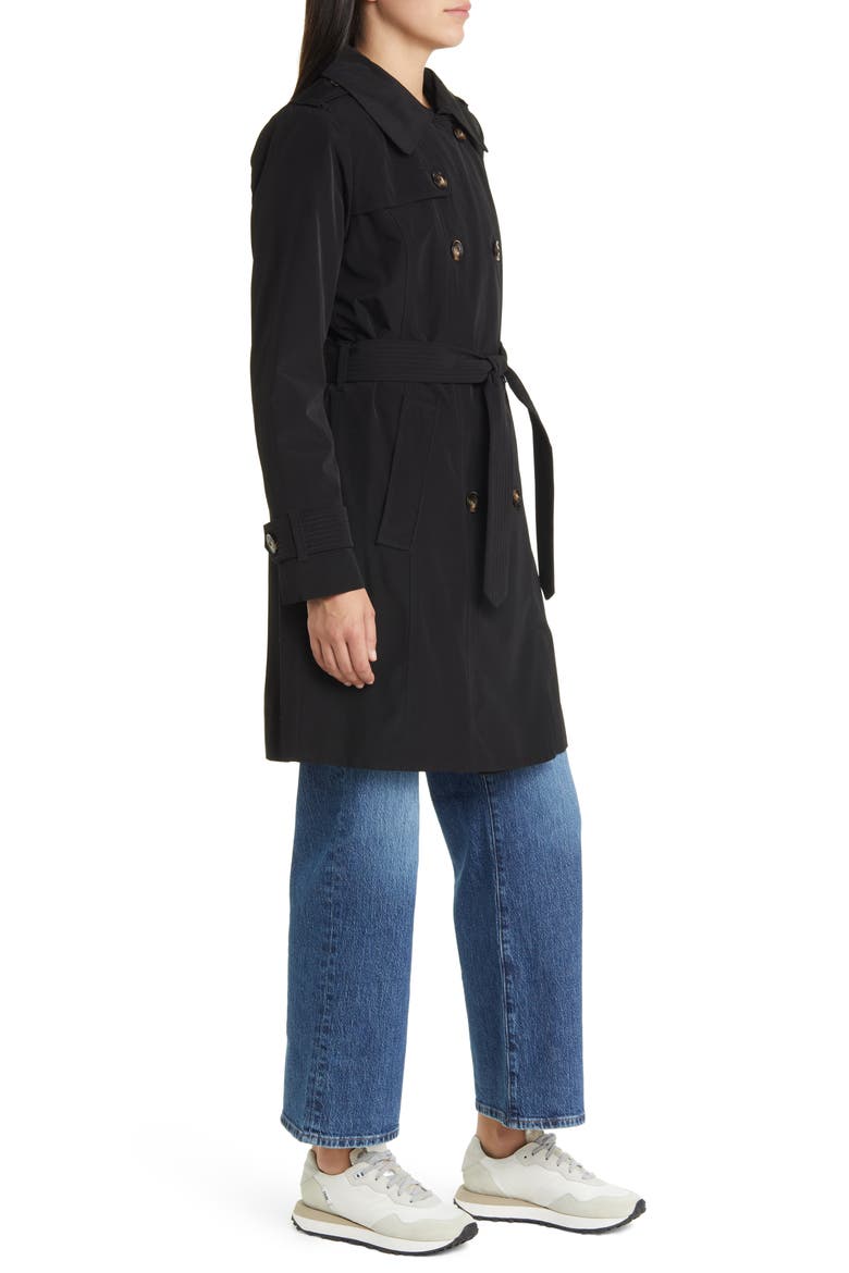 Belted Trench Coat, Alternate, color, BLACK