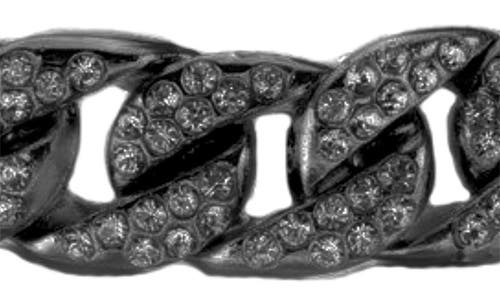 American Exchange Stainless Steel Pavé Crystal Curb Chain Bracelet In Gunmetal