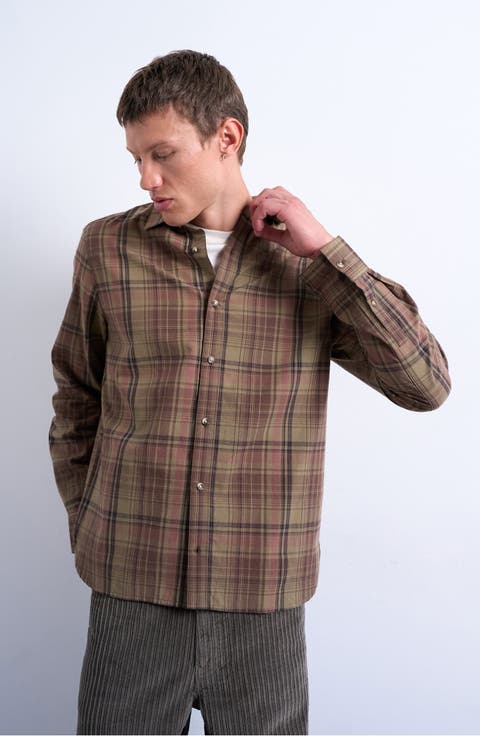 Plaid Cotton Poplin Button-Up Shirt