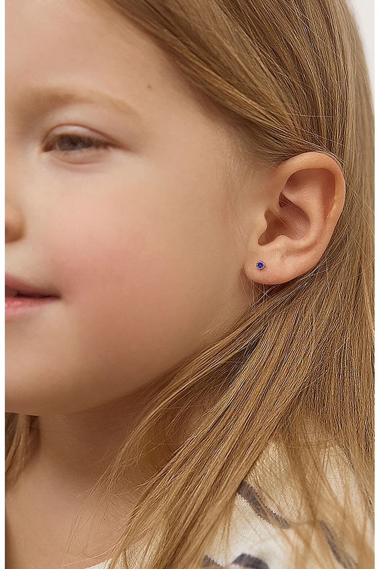 14k Tiny Cubic Zirconia Birthstone Earrings, Alternate, color, February