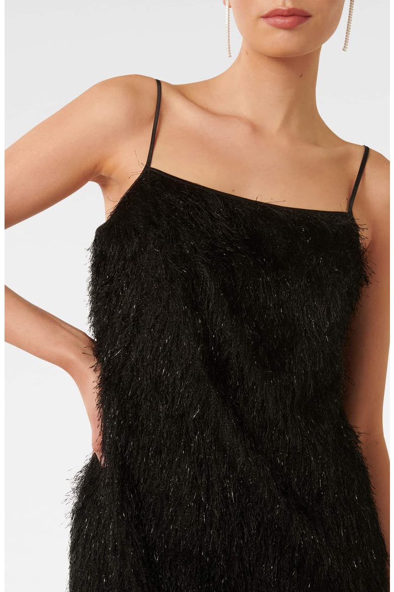 Textured Fringe Minidress, Alternate, color, BLACK