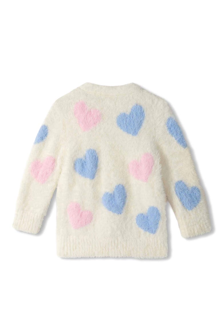 Kids' Jumbo Hearts Fuzzy Cardigan, Alternate, color, GARDENIA
