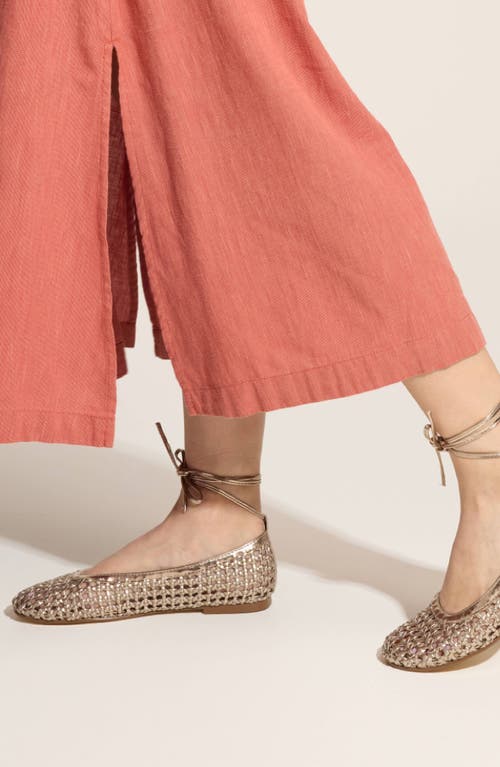 Yosi Samra Sadie Ankle Wrap Flat In Gold
