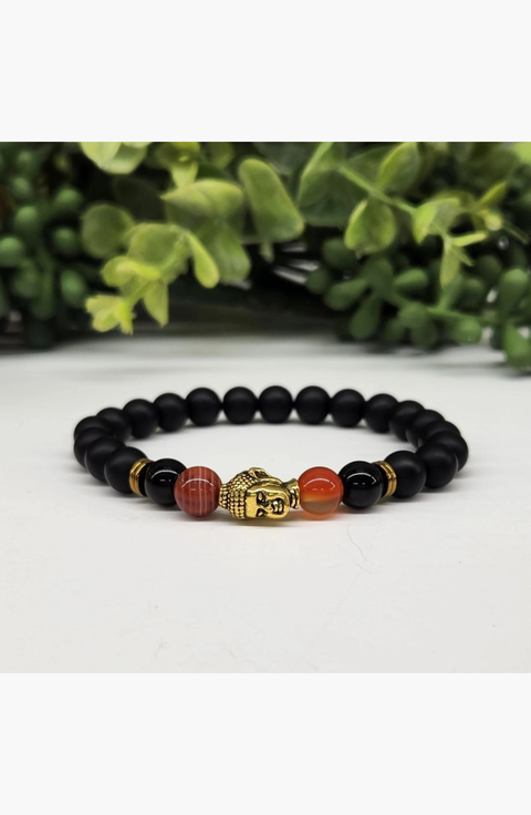 Buddha Obsidian Beaded Bracelet