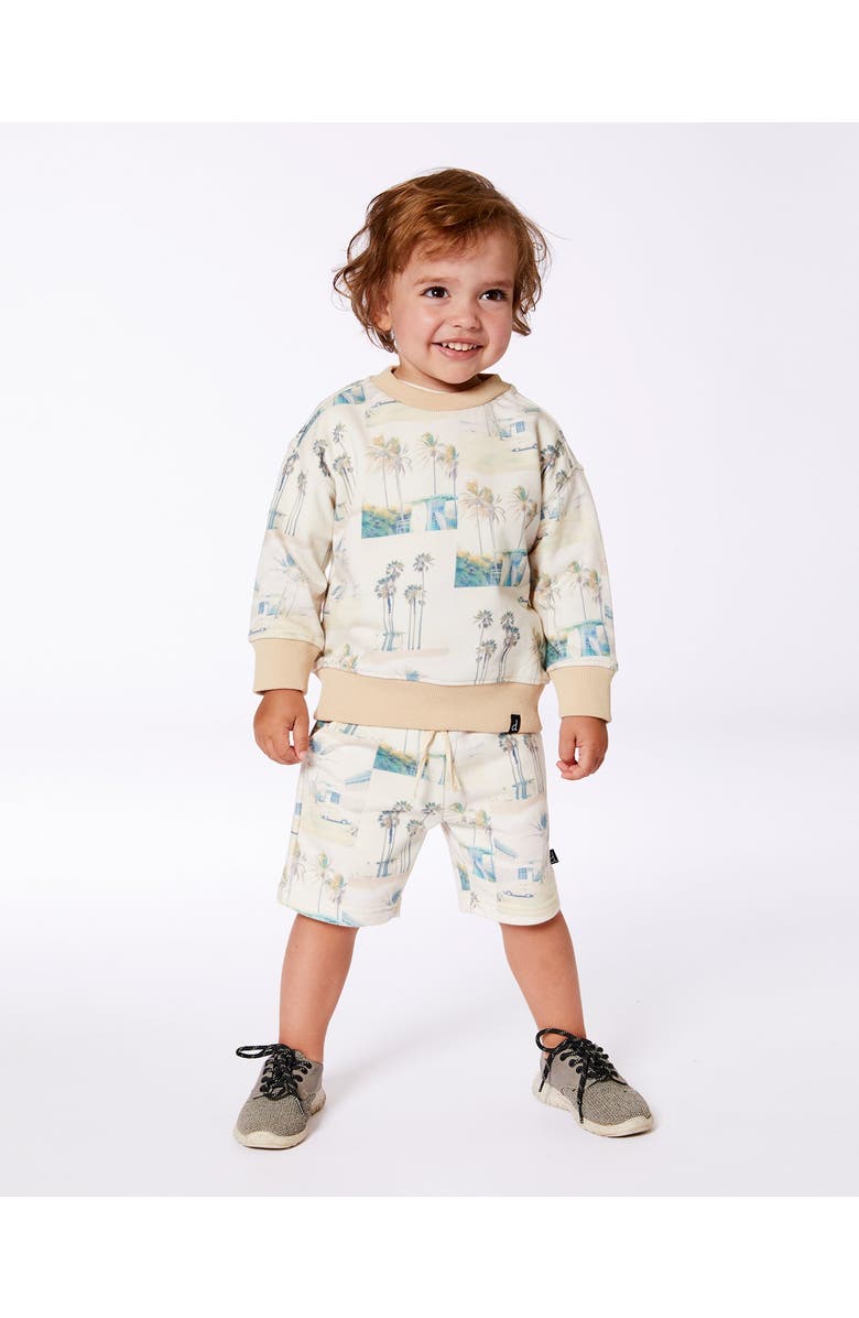 Deux par Deux Boy's Printed Pullover Sweatshirt Beige Palm Tree And Teal, Alternate, color, 