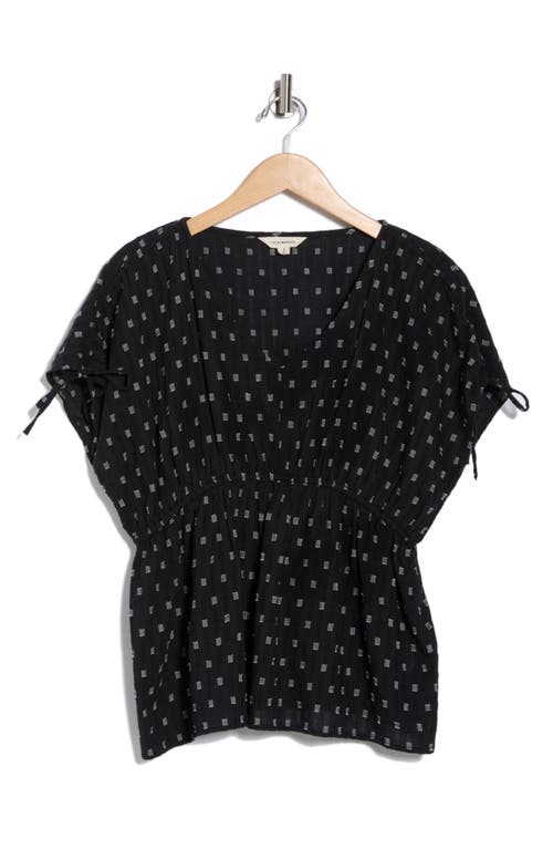 Lucky Brand Clip Square Cotton Babydoll Top In Black
