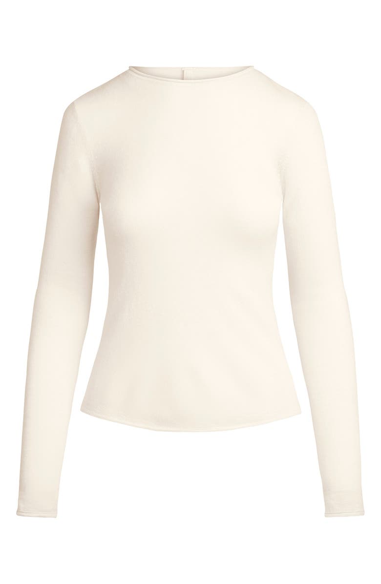SKIMS Featherweight Cashmere Long Sleeve Top, Alternate, color, Egret