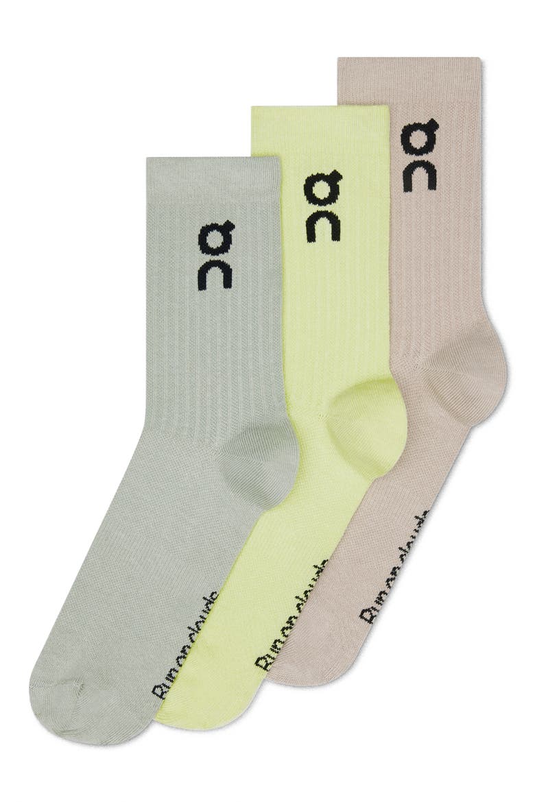 Logo Organic Cotton Crew Socks, Main, color, LEMONADE/ TIN