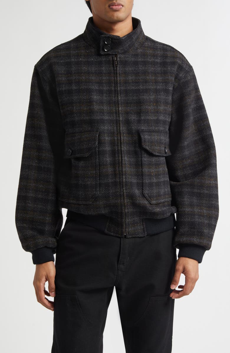 PALMES Plaid Wool Blouson Jacket, Main, color, Charcoal