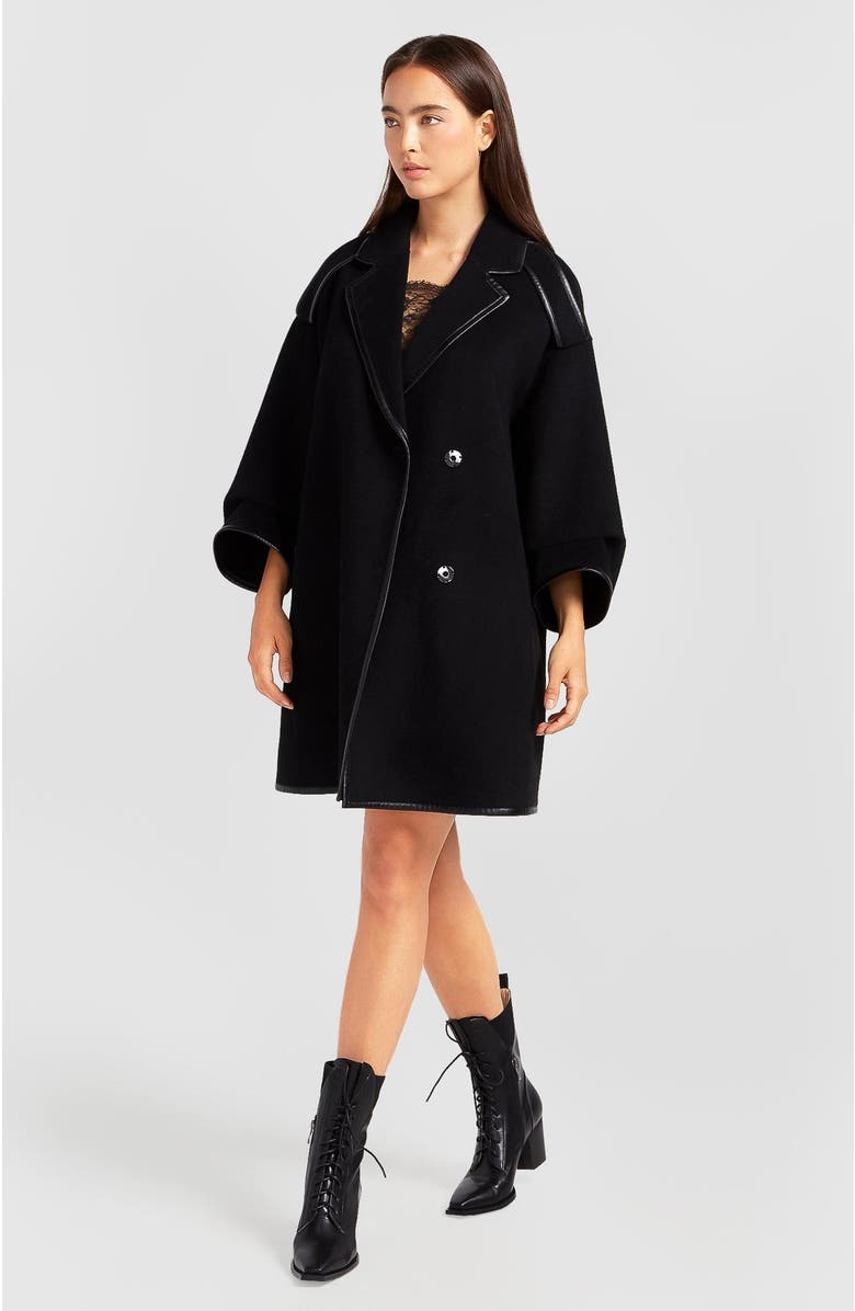 Belle & Bloom Incomplete Kiss Trimmed Coat, Alternate, color, Black