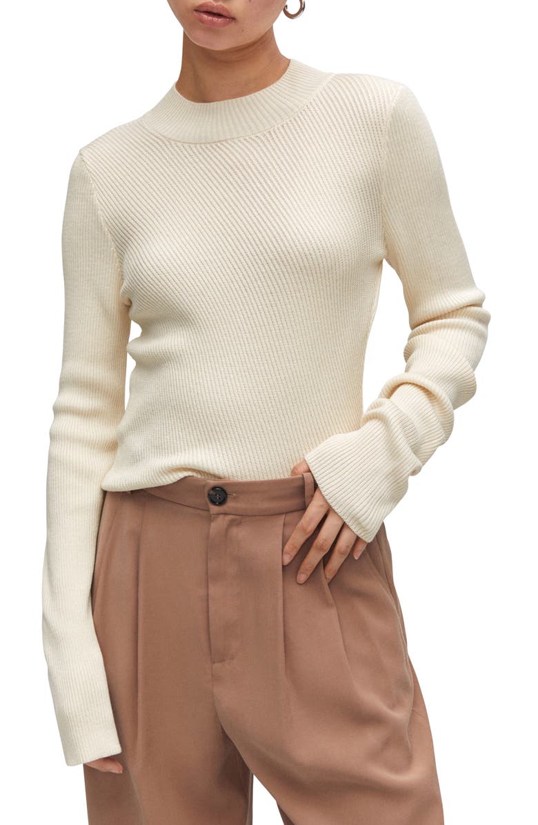 MANGO Mock Neck Rib Sweater, Main, color, 