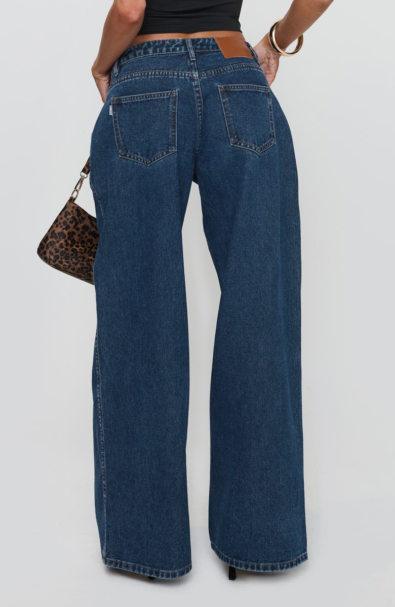 Princess Polly Ramos Low Rise Wide Leg Jeans, Alternate, color, Dark Blue Wash