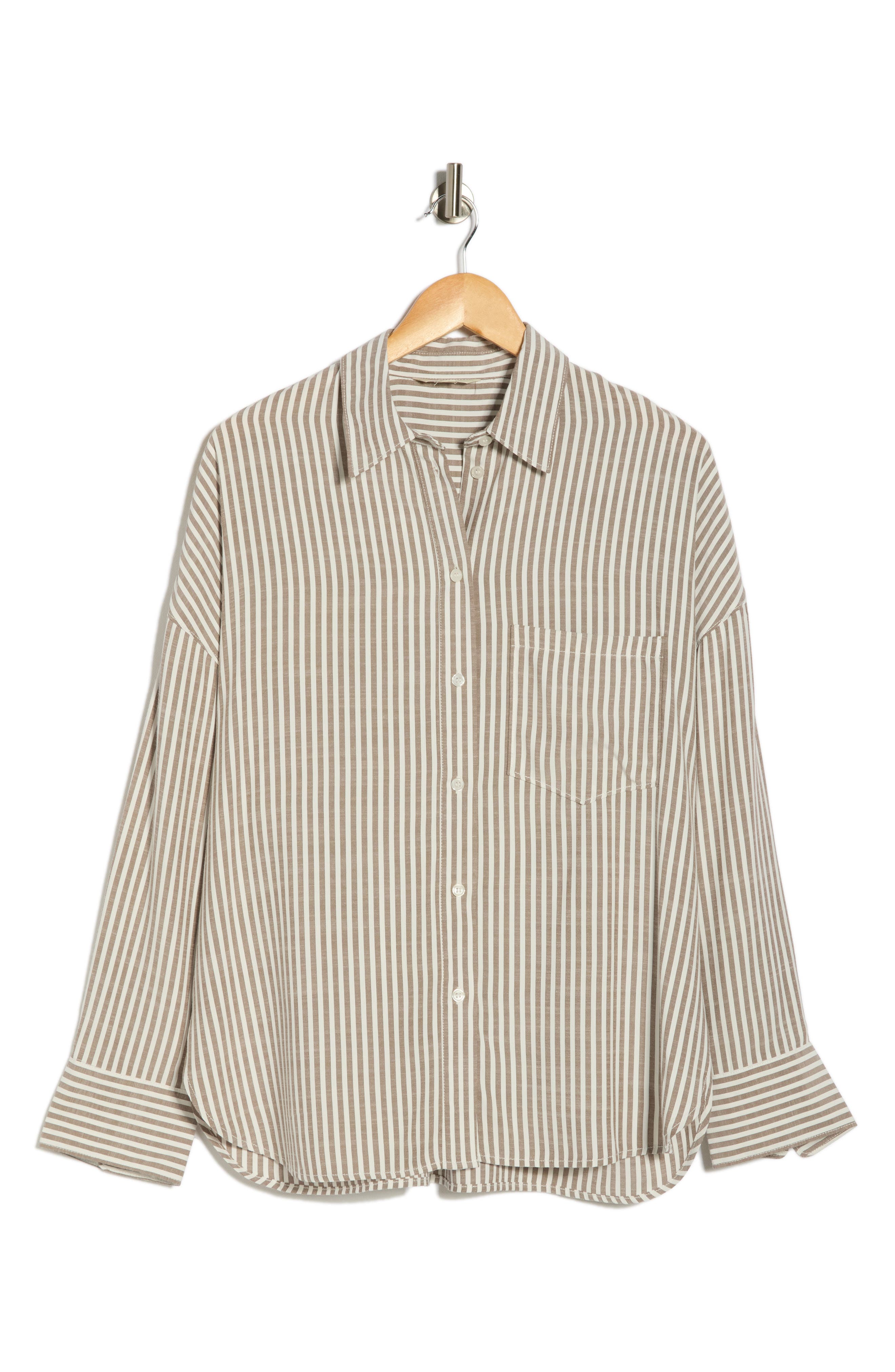 MAX STUDIO Oversize Stripe Button-Up Shirt