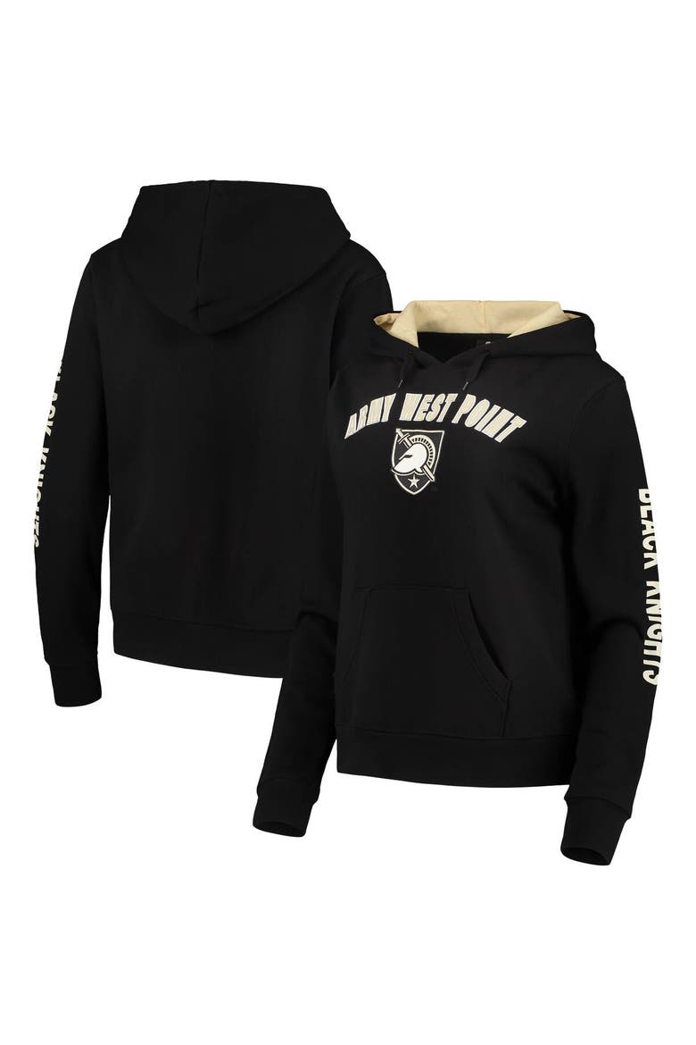 Women's Colosseum Black Army Black Knights Loud and Proud Pullover Hoodie, Main, color, Black