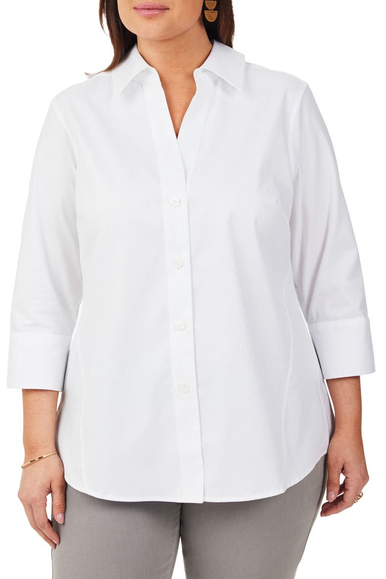 Paityn Stripe Non-Iron Cotton Shirt, Main, color, WHITE
