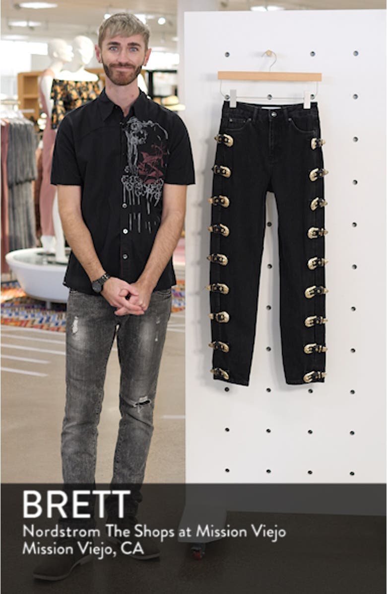 High Waist Side Buckle Mom Jeans, sales video thumbnail