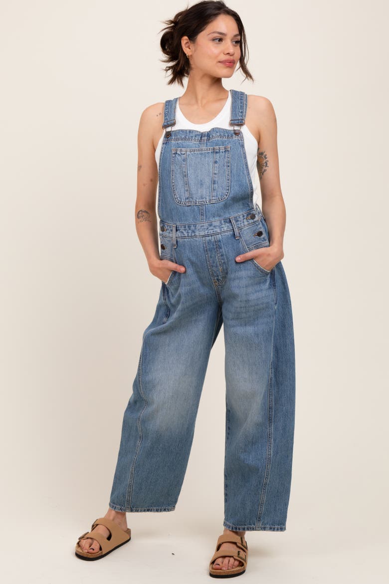 Barrel Leg Overalls, Main, color, Blue