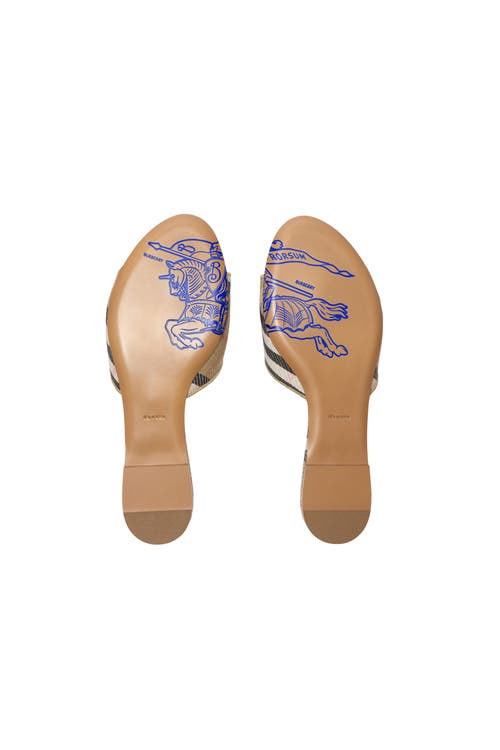 Burberry Check Sloane Slides In Brown