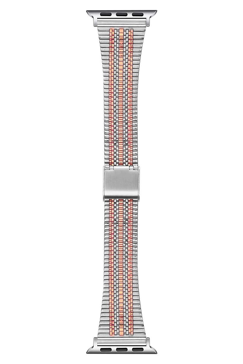Eliza Stainless Steel Apple Watch® Watchband, Main, color, SILVER/ ROSE GOLD