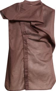 Rick Owens Sleeveless Semisheer Chambray Button-Up Shirt