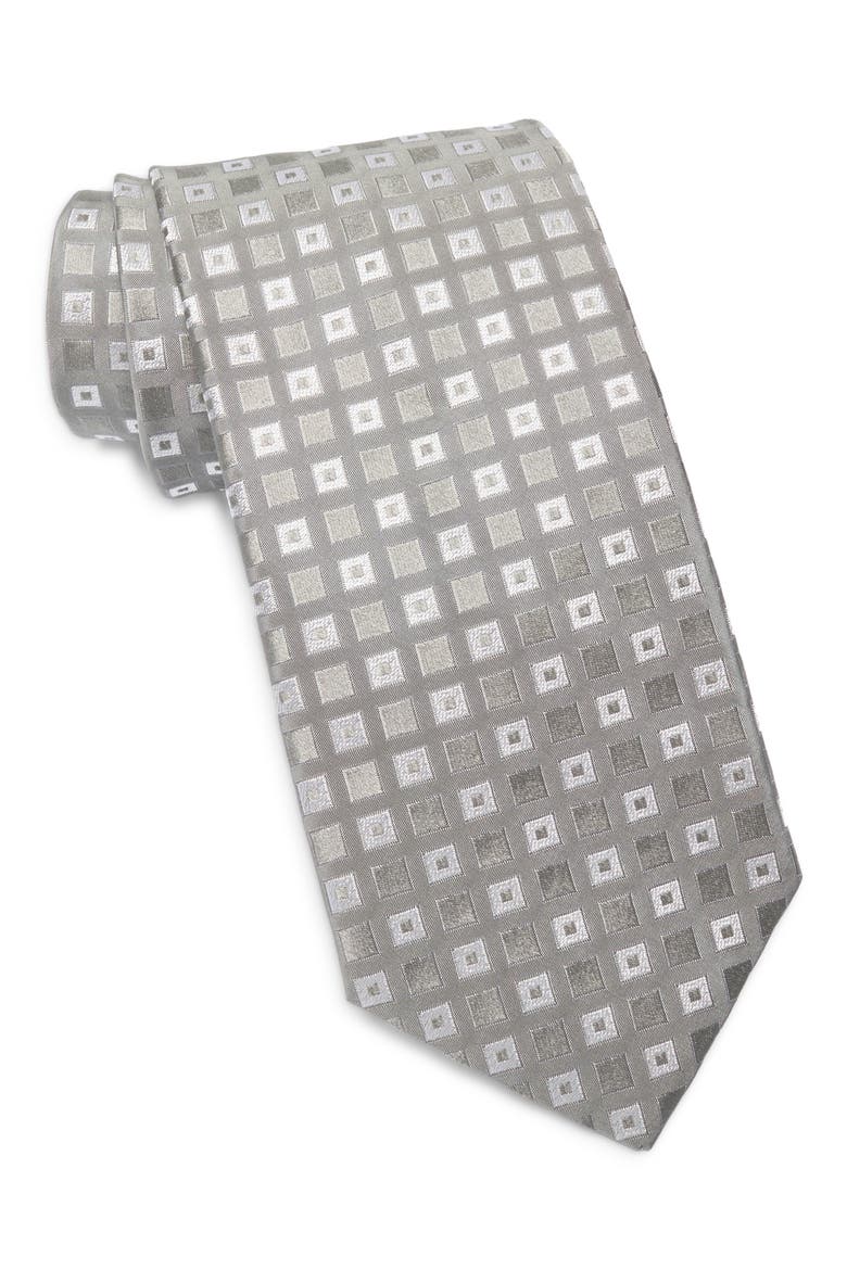 Geometric Silk Tie, Main, color, OPEN GREY
