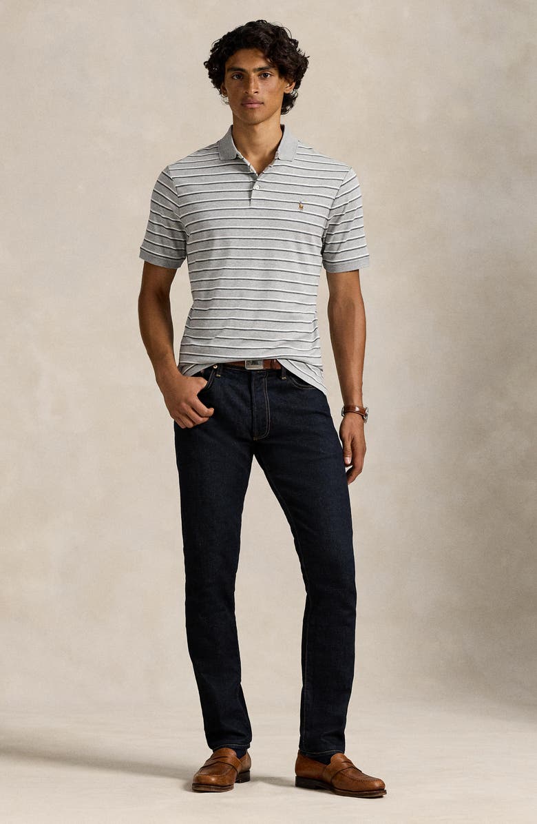 Polo Ralph Lauren Classic Fit Stripe Cotton Polo, Alternate, color, Andover Heather Grey Multi