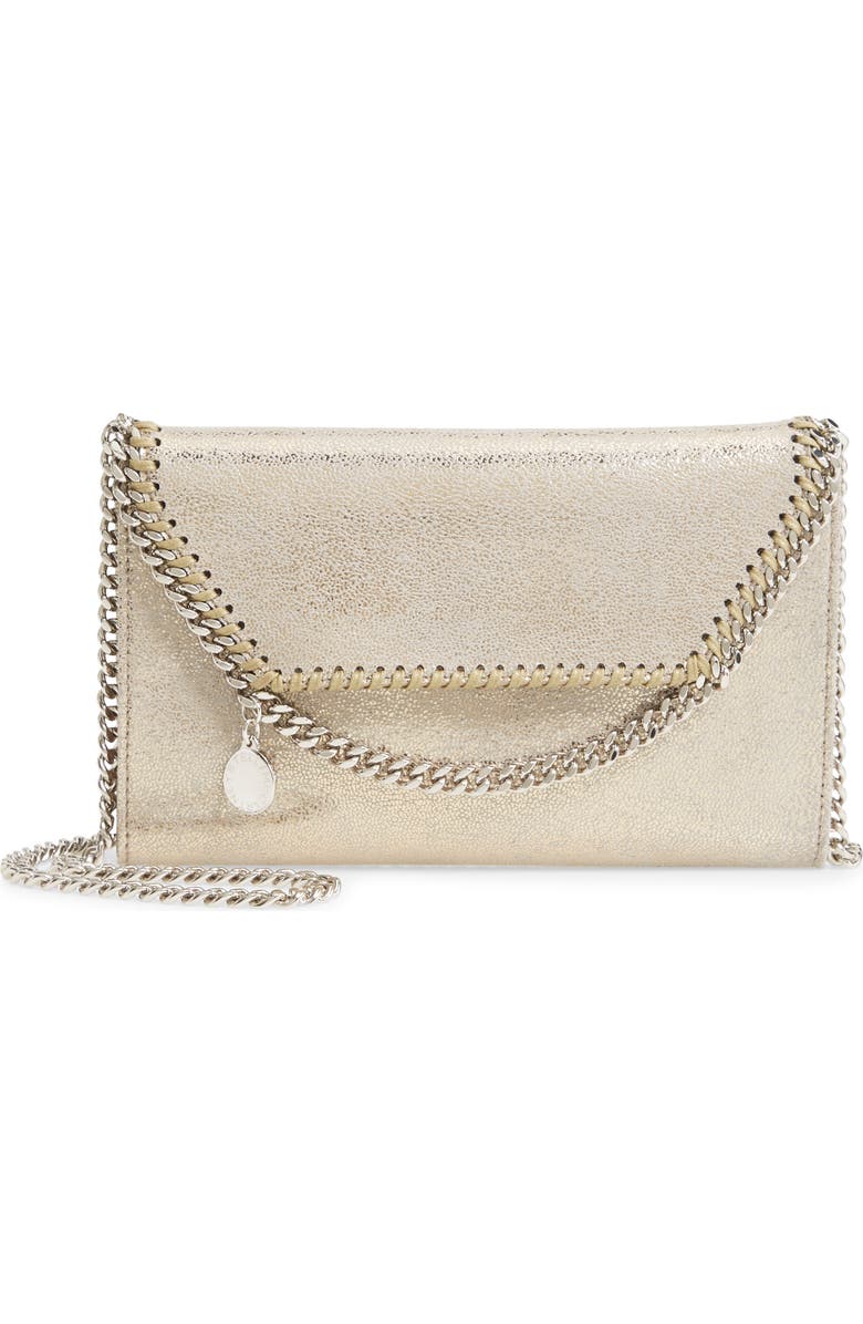 Stella McCartney Mini Falabella Metallic Faux Leather Crossbody Bag, Main, color,