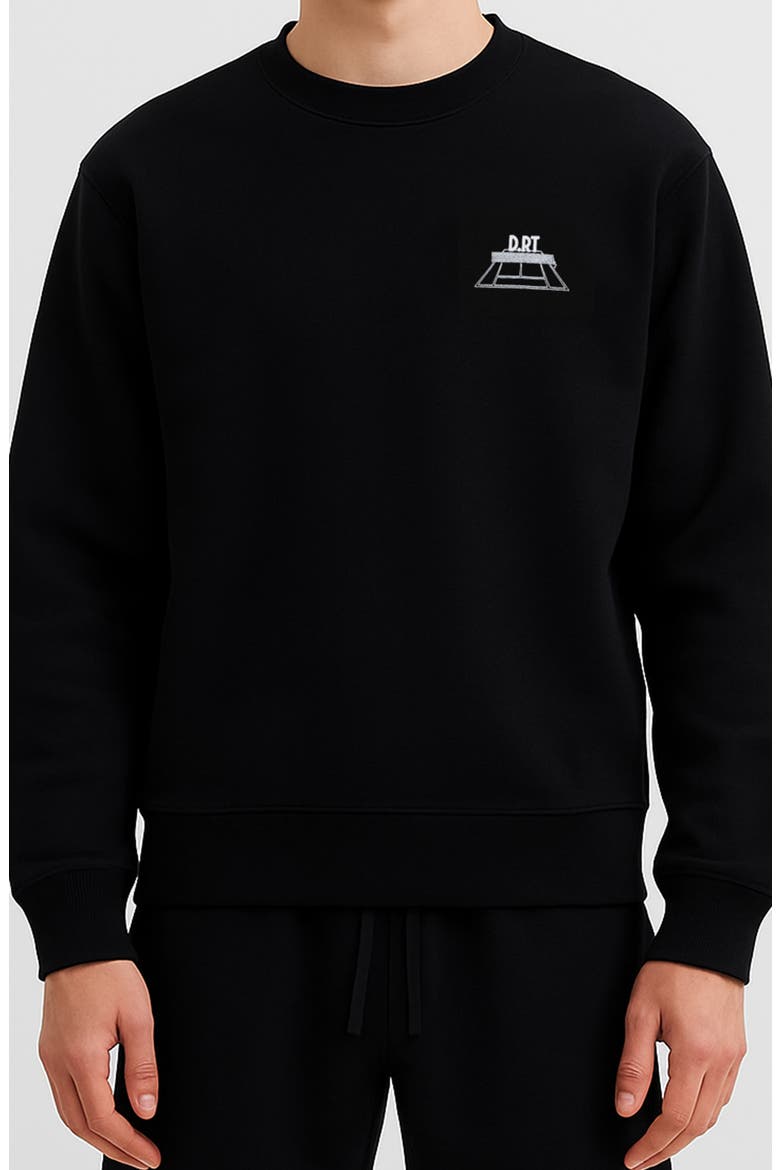 Tennis Club Cotton Crewneck Sweatshirt, Main, color, BLACK