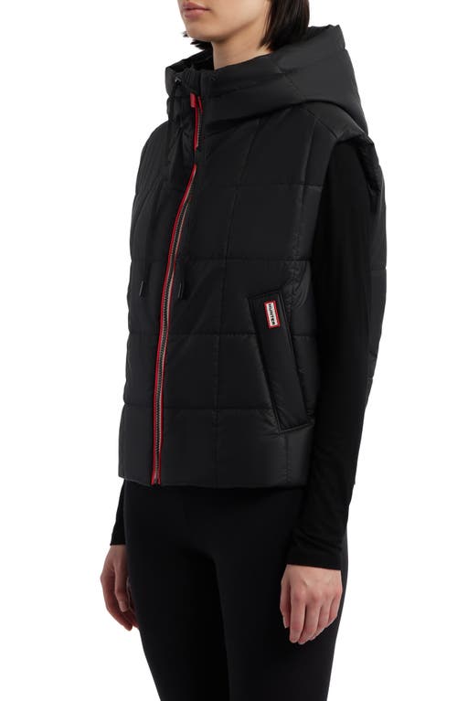 Hunter Lindsey Quilted Coated Water Repellent Vest In Black