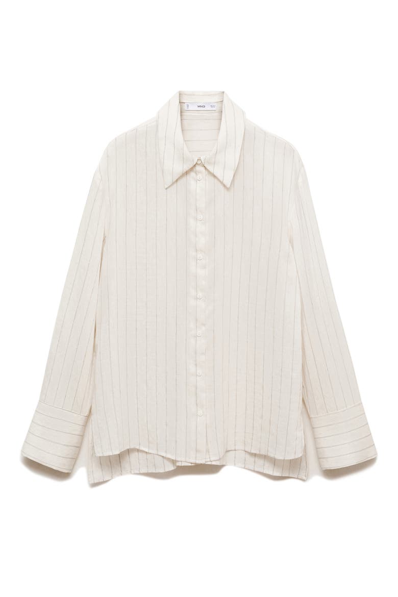Stripe Button-Up Shirt, Alternate, color, ECRU