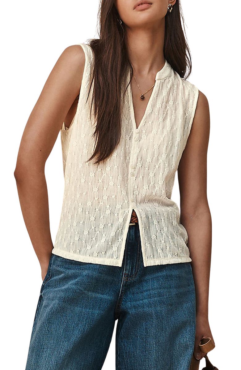 NEXT Sleeveless Lace Shirt, Main, color, Neutral