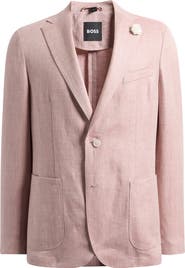 BOSS Hanry Slim Fit Pink Mélange Linen Blend Sport Coat