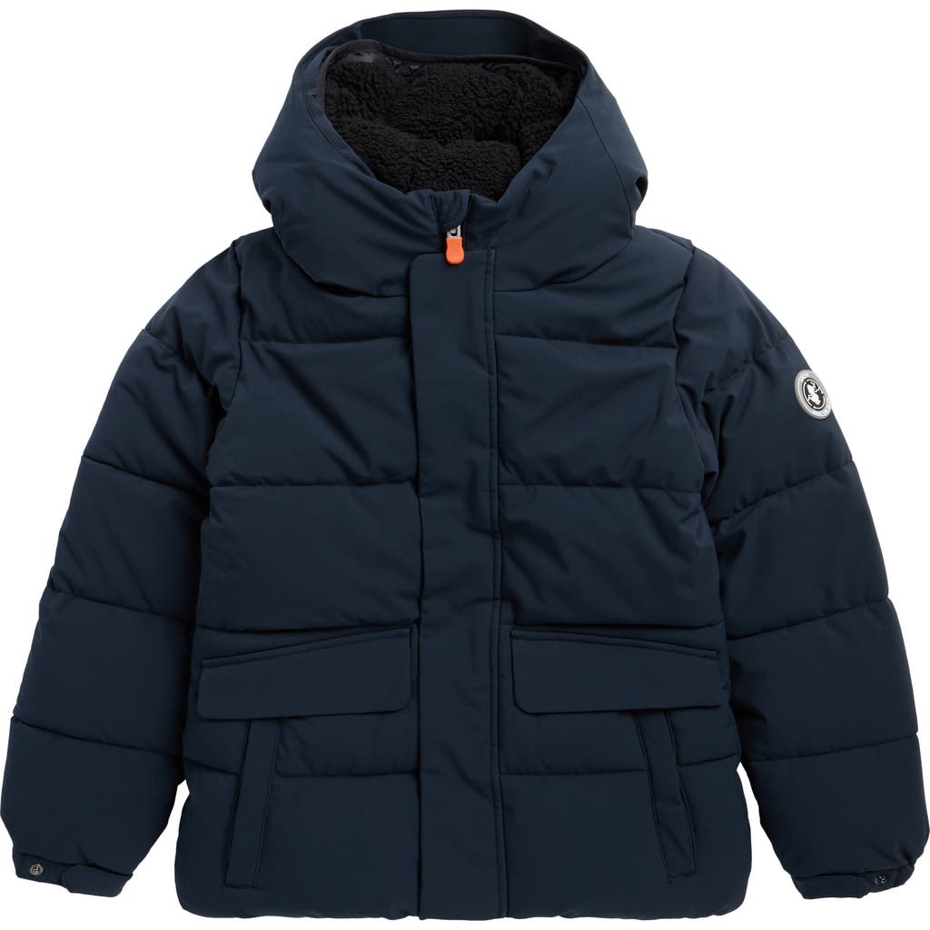Save The Duck Kids' Wind & Water Resistant Fleece Lined Puffer Jacket In Black