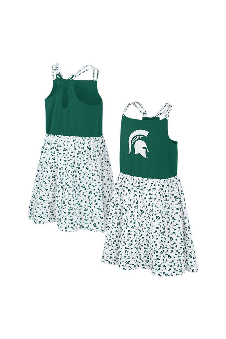 Girls Youth Colosseum Green/White Michigan State Spartans Robin Floral Dress, Main, color, Green