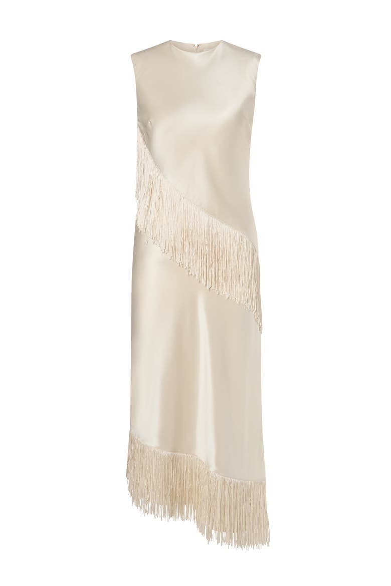Lovis Fringe Detailed Midi Dress, Alternate, color, Pearl