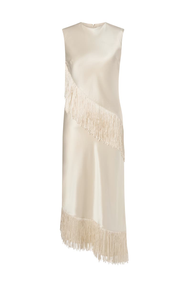 Malina Lovis Fringe Detailed Midi Dress, Alternate, color, Pearl