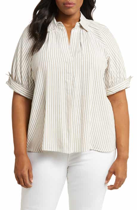 MAX STUDIO Yarn Dye Stripe Short Sleeve Top