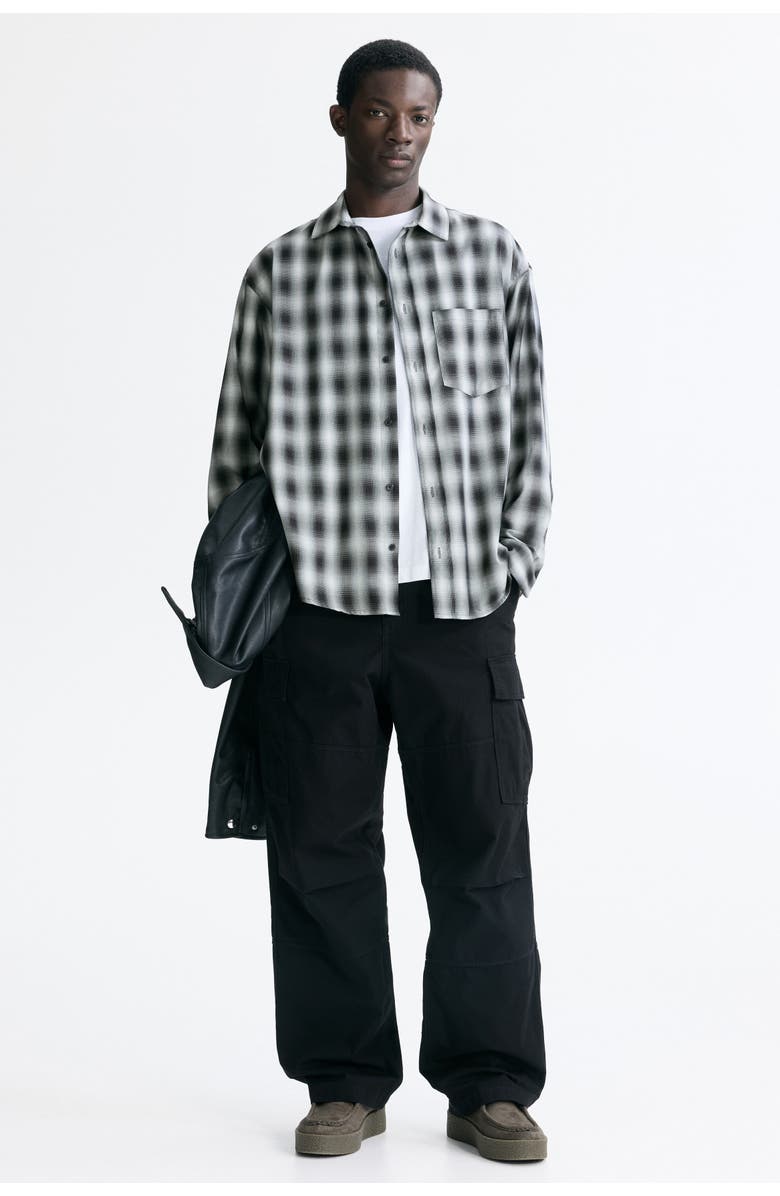 H&M Relaxed Fit Shirt, Alternate, color, Dark Gray/Checked