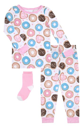 Sleep On It Fitted Two-piece Pajamas & Socks Set In Multi