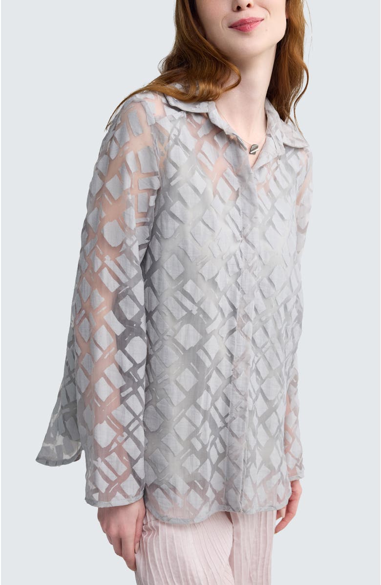 LUUKAA Maren Batik-Effect Tunic Shirt, Alternate, color, Ash Grey