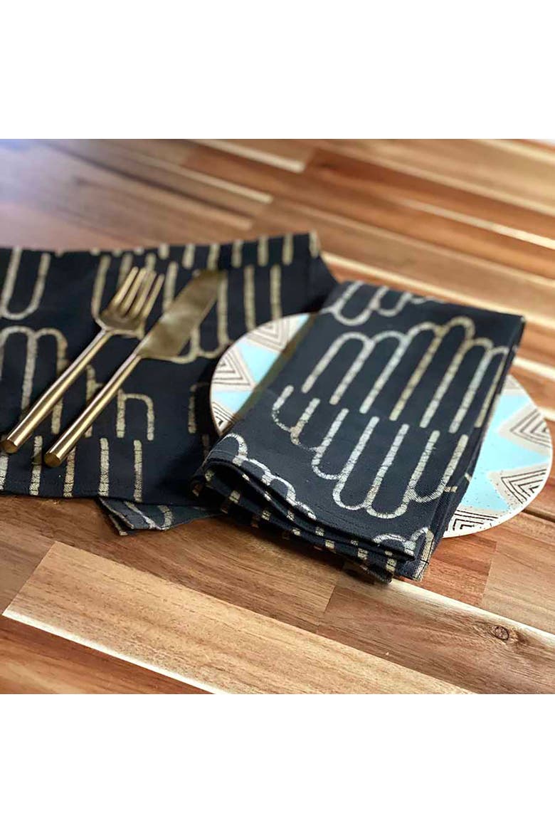 Handcrafted Cotton Table Napkins, Alternate, color, Black