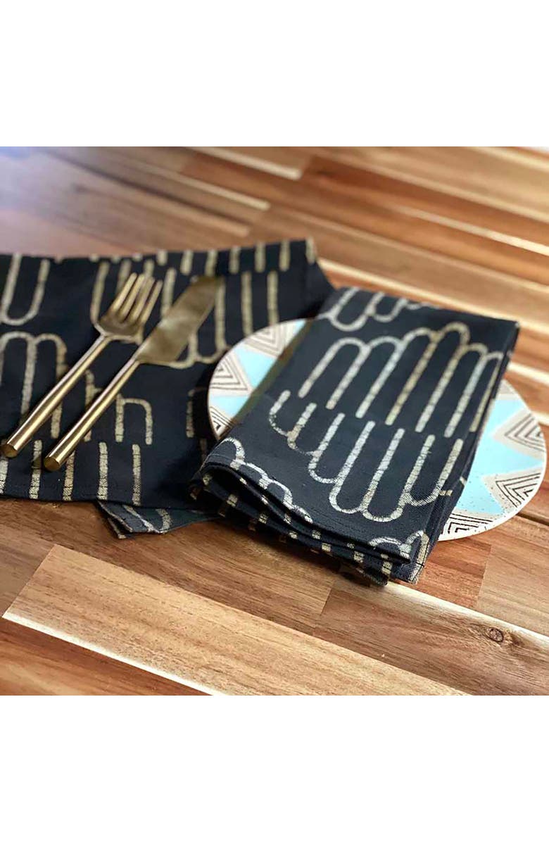 Ichcha Handcrafted Cotton Table Napkins, Alternate, color, Black