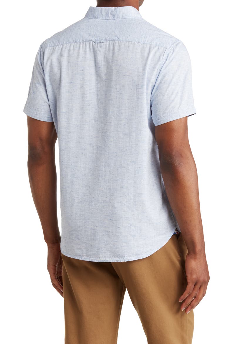 Solid Short Sleeve Button-Down Shirt, Alternate, color, LIGHT BLUE