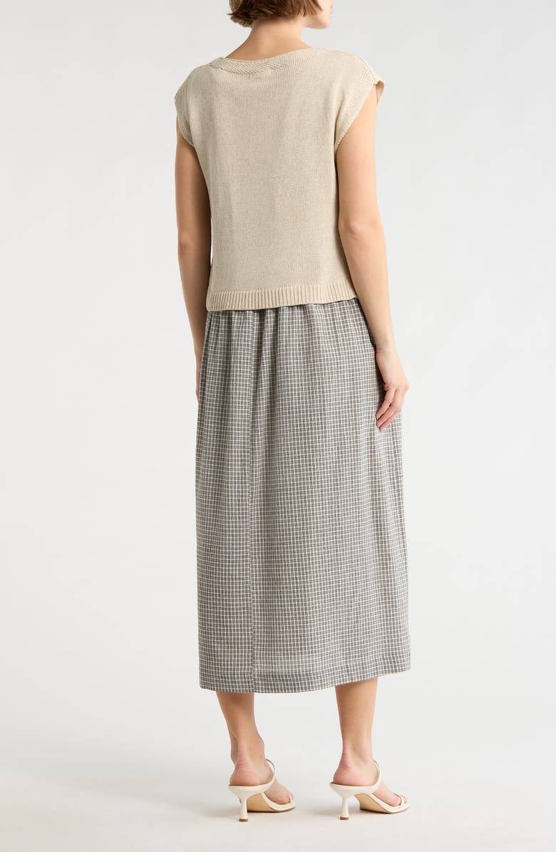 MAX STUDIO Knit Vest Twofer Dress, Alternate, color, Ecru/ Black Check