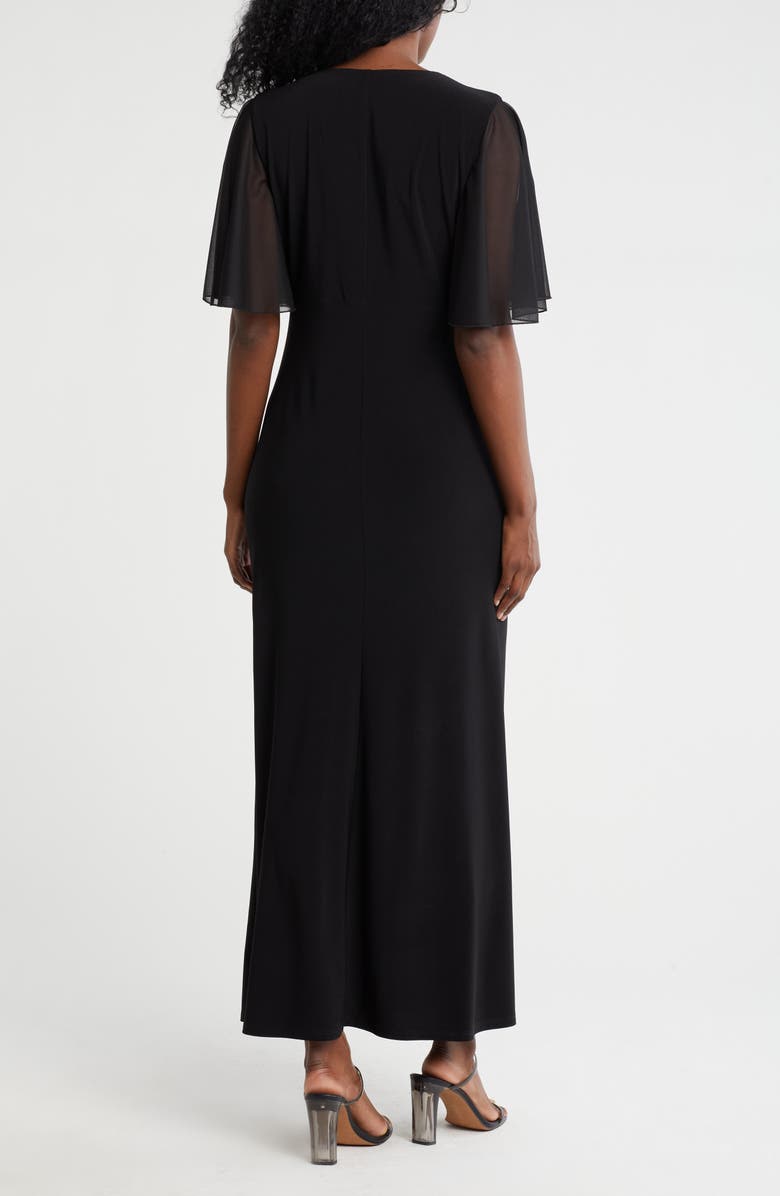 Marina Flutter Sleeve Ruffle Maxi Dress, Alternate, color, Black