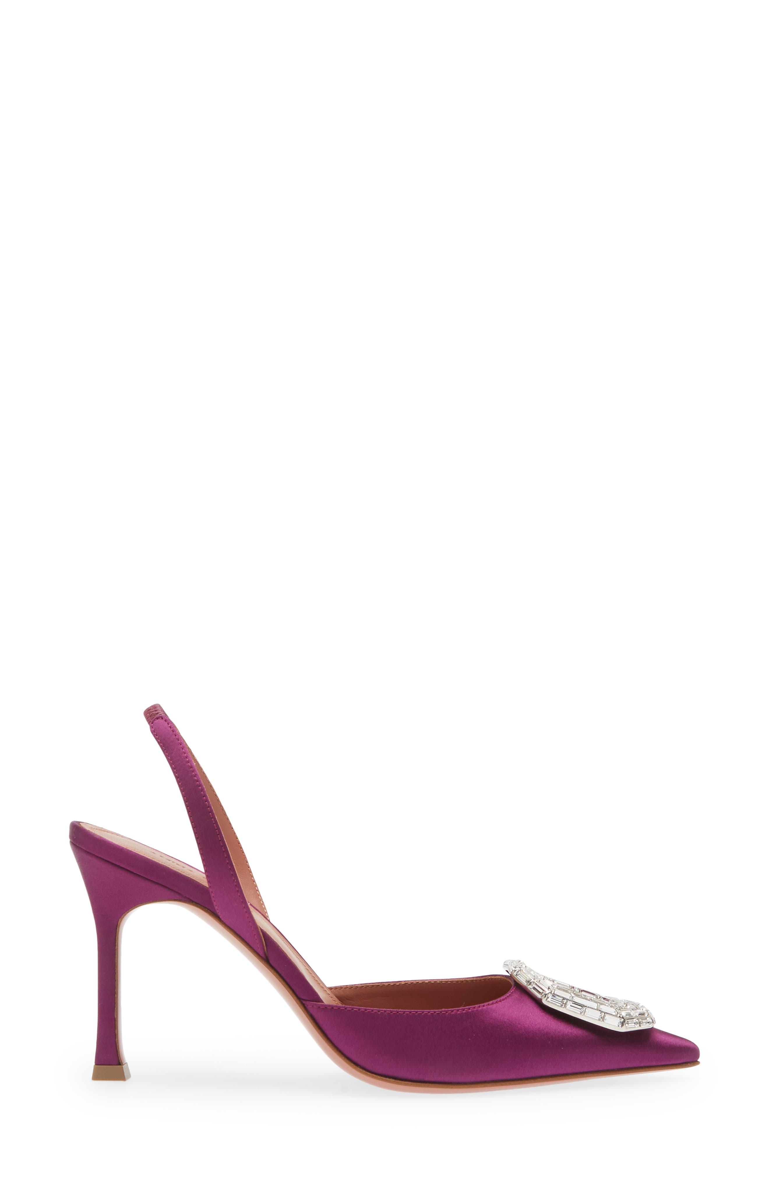 Amina Muaddi Camelia Crystal Buckle Pointed Toe Slingback Pump, Alternate, color, 