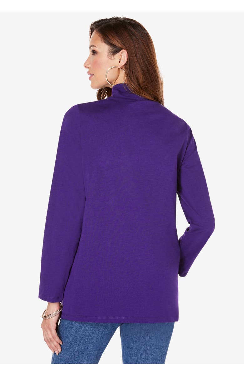 Roaman's Long Sleeve Mockneck Ultimate Tee, Alternate, color, Black