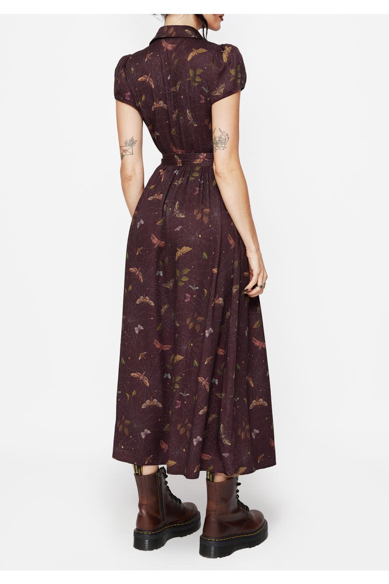 Celia Moth Printed Shirt Dress, Alternate, color, Dark Red